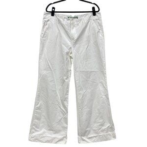 Old Navy Cotton White Sailor Pants, Sz 16, Mid-Rise Wide Leg Cuffs NEW Tiny Flaw